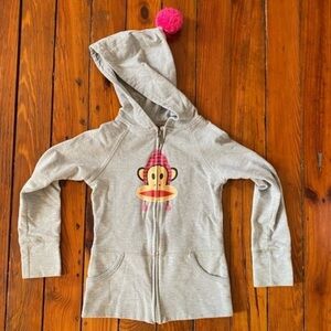 Paul Frank Gray Zip Up Hoodie Sweatshirt Size Kids Small